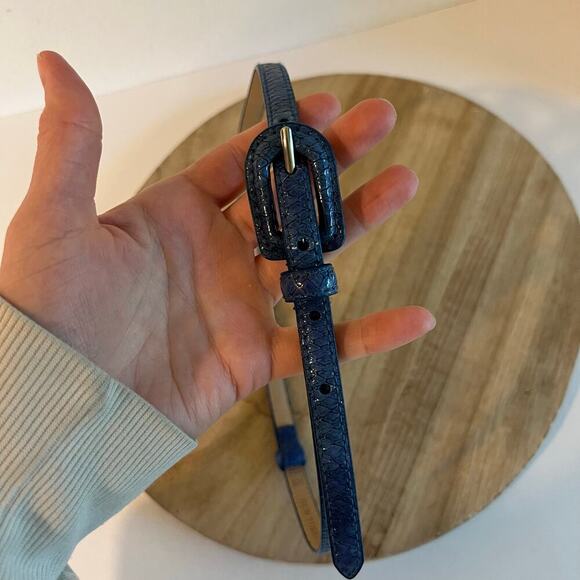 Blue Vegan Leather Adjustable Thin Skinny New York & Co Belt Size XS-Large - Picture 2 of 10